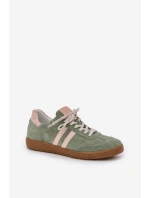 Zazoo N1068 Zamszowe Niskie Sneakersy Damskie Zielone