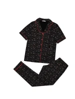Dámske pyžamo 180/162 čierne so srdiečkami - Karol Dámske pyžamo 180/162 čierne so srdiečkami - Karol