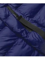 Tmavomodrá dámska bunda s kapucňou pre prechodné obdobie (5M786-215)