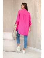 Bavlnená mušelínová košeľa oversize ružová