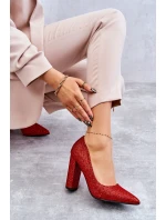 Błyszczące Czółenka Na Słupku Czerwone Elmira