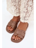 Dámské nazouváky na ploché podrážce tmavě béžové Lorania