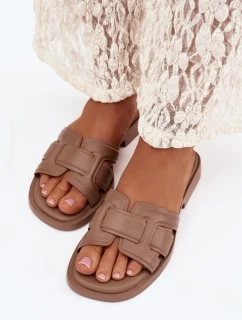 Dámské nazouváky na ploché podrážce tmavě béžové Lorania