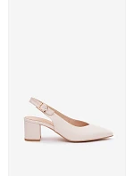 Dámske sandále na podpätku Zazoo 1122 light beige