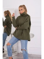 Zateplená mikina so zipsom na chrbte vo farbe khaki