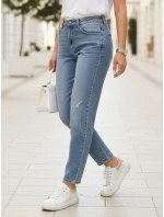 Dámske džínsy mom fit s odretou modrou FashionStreet UY2862