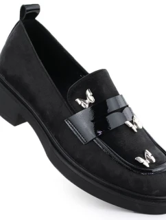 Dámske topánky lords s motýľmi čierne Potocki SZ12650