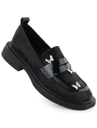 Dámske topánky lords s motýľmi čierne Potocki SZ12650 Dámske topánky lords s motýľmi čierne Potocki SZ12650