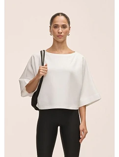 Dámske tričko Casall Aria Cropped Boatneck, biele