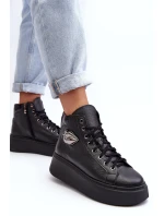 Trampki Damskie Wysokie Na Suwak Lemar Czarne Katerin