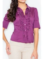 Dámska košeľa M025 Eggplant tmavo fialová - Figl