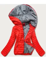 Oranžová dámska bunda s kapucňou (DL011)