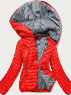 Oranžová dámska bunda s kapucňou (DL011)