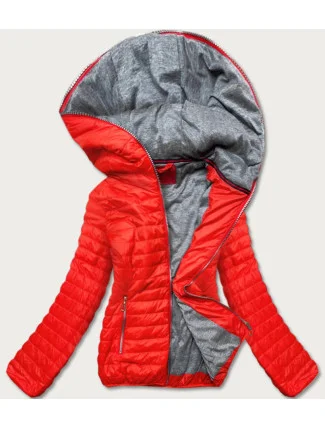 Oranžová dámska bunda s kapucňou (DL011)