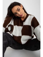 Dámsky sveter Model EM-SW-1034-01.91 White/Brown - EM Dámsky sveter Model EM-SW-1034-01.91 White/Brown - EM