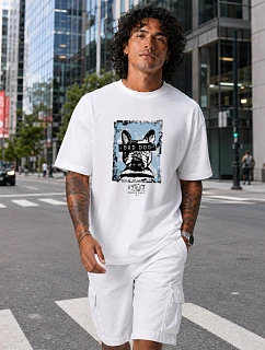 Pánske bavlnené tričko oversize s potlačou FashionStreet NX1017R