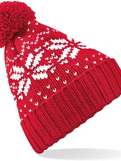 Beechfield B 456 Čiapka Fair Isle Snowstar® 53.0456 klasická červená/biela