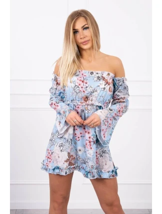 Modré kvetinové šaty s pruhmi