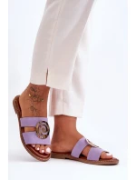 Modne Klapki Z Lustrzaną Ozdobą Fioletowe Deep Breath