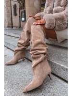 Wsuwane Kozaki Damskie Na Szpilce Beżowe Ysolienne