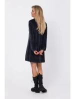 M767 Šaty s výstrihom do V - grafitové