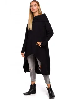 M477 Asymetrická tunika so širokým golierom - čierna