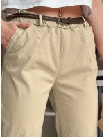 Dámske nohavice chinos s opaskom RELCIX tmavo béžové FashionStreet UY2580