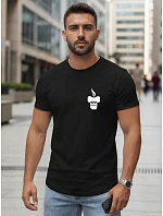 Pánske bavlnené tričko s minimalistickou potlačou čierne FashionStreet NX5090R Pánske bavlnené tričko s minimalistickou potlačou čierne FashionStreet NX5090R