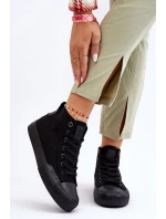 Damskie Wysokie Trampki Materiałowe Big Star LL274444 Czarne