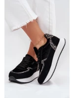 Zamszowe Sneakersy Damskie Big Star OO274A312 HI-POLY SYSTEM Czarne Panterka