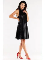 Dámske šaty A563 Čierna s flitrami - Awama