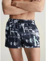 Pánske čierno-biele plavky s palmami KM0KM00968 0GL - Calvin Klein