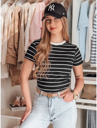LINESS dámske pruhované základné tričko čierne FashionStreet RY2817 LINESS dámske pruhované základné tričko čierne FashionStreet RY2817