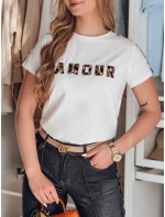 Dámske bavlnené tričko s výšivkou AMOROSA, biele, FashionStreet RY2856