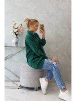 Mikina so zipsom a vreckami zelená