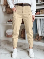 Dámske bavlnené nohavice CHINOSKA dark beige FashionStreet UY2556 Dámske bavlnené nohavice CHINOSKA dark beige FashionStreet UY2556