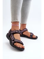 Lekkie Sportowe Sandały Damskie Czarno-Różowe Lumeria Lekkie Sportowe Sandały Damskie Czarno-Różowe Lumeria