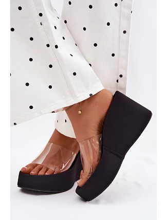 Dámské sandály na platformě s průhledným páskem Černé Zolretia