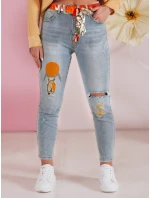 Dámske džínsové nohavice slim fit s opaskom GIRLHOOD modré FashionStreet UY2484