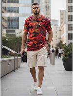 Pánske tričko s potlačou v kamuflážovom vzore, oranžové, FashionStreet NX2002R Pánske tričko s potlačou v kamuflážovom vzore, oranžové, FashionStreet NX2002R