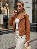 Dámska hnedá kožená bunda v štýle Ramones od FashionStreet TY5715 Dámska hnedá kožená bunda v štýle Ramones od FashionStreet TY5715