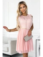 454-2 Šaty GRETA s čipkou a zlatým opaskom - BRUSSWIN