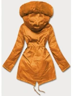 Dámska parka s kožušinou oranžová (5m762-254)