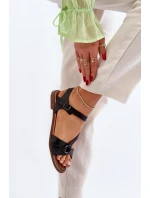 Zazoo 40182 Skórzane Sandały Damskie Czarne