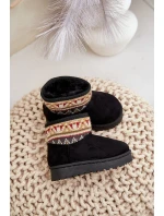 Wsuwane Śniegowce Dziecięce Ze Wzorem Ocieplane Futerkiem Czarne Mirirae