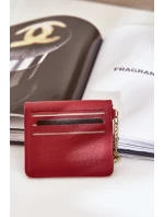 Etui Na Karty Ze Złotym Brelokiem Eko Skóra Bordowe Iritinme