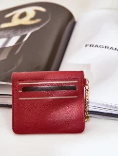 Etui Na Karty Ze Złotym Brelokiem Eko Skóra Bordowe Iritinme