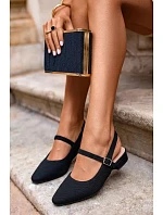 Materiálové Baleríny Dámské S Páskem Černé Selrene