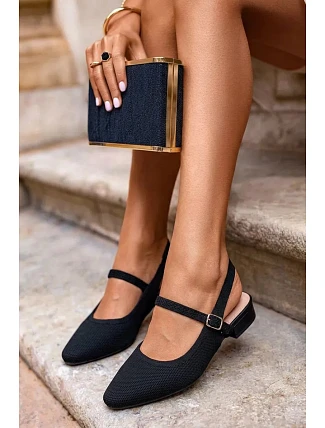 Materiálové Baleríny Dámské S Páskem Černé Selrene