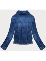 Tmavo modrá dámska džínsová netopierie bunda (5668-K)